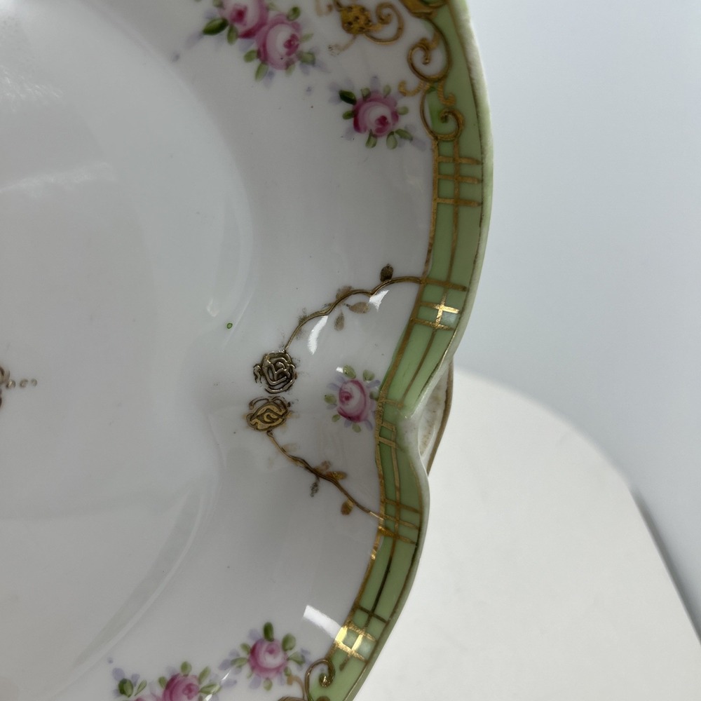 Antique Nippon Cottagcore Hand Painted Porcelain Candy Dish Floral Gold Moriage - Picture 9 of 9